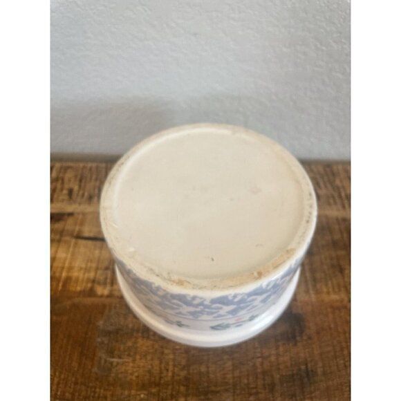 Salt Glaze Decorated Crock flowers 4.5” High Country Primitive storage unmarked - Picture 7 of 8